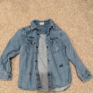 Zara Kids Denim shirt Jacket with Embroidered Details